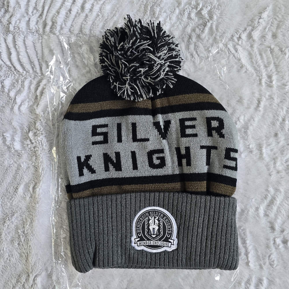 Vegas Silver Knights Kids Pom-Pom Beanie - Gray and Black, New In Packaging